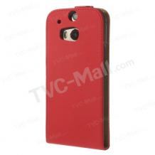 Кожен калъф Flip тефтер за HTC One M8 - червен