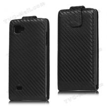 Кожен калъф Flip Carbon за LG Optimus 4X HD P880 - Черен