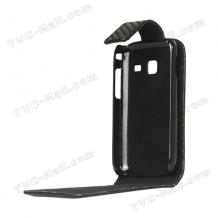 Кожен калъф тип Flip за Samsung Galaxy Y Duos S6102 - Carbon / черен