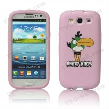 Силиконов калъф / гръб / ТПУ за Samsung I9300 GALAXY S3 S III SIII - розов / Angry Birds