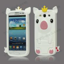 Силиконов калъф / гръб / ''Piggy'' за Samsung Galaxy S3 S III SIII I9300 - Бял