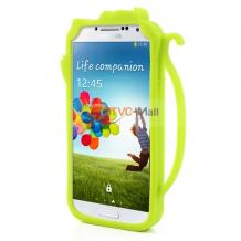 Силиконов калъф / гръб / TPU 3D за Samsung Galaxy S4 I9500 / Samsung S4 I9505  - LOVECAT / зелен