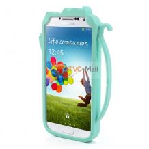 Силиконов калъф / гръб / TPU 3D за Samsung Galaxy S4 I9500 / Samsung S4 I9505  - LOVECAT / син