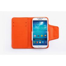 Универсален кожен калъф Flip тефтер Kalaideng Versal за Samsung Galaxy Ace II 2 i8160 - оранжев / 3.8'' - 4.2''