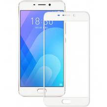 3D full cover Tempered glass Full Glue screen protector Meizu M6 / Извит стъклен скрийн протектор с лепило от вътрешната страна за Meizu M6 - бял