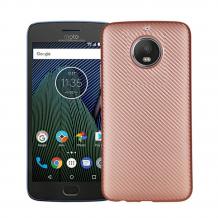 Силиконов калъф / гръб / TPU за Moto G5S+ / Moto G5S Plus - Rose Gold / Carbon