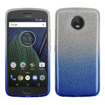 Силиконов калъф / гръб / TPU за Moto G5S+ / Moto G5S Plus - преливащ / сребристо и синьо / брокат