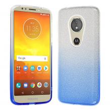 Силиконов калъф / гръб / TPU за Motorola Moto E5 Play - преливащ / сребристо и синьо / брокат