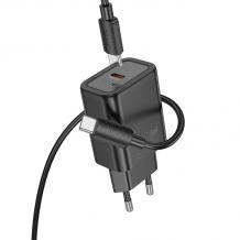 Зарядно устройство HOCO N62 220V 30W / Type C to Type C - черен