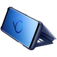 Луксозен калъф Clear View Cover с твърд гръб за Samsung J6 2018 - син