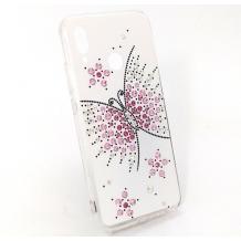 Луксозен силиконов калъф / гръб / с камъни за Huawei P20 Lite - бял / Grand Butterfly