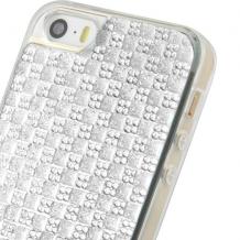 Силиконов калъф / гръб / TPU за Apple iPhone 6 4.7'' - сребрист с камъни