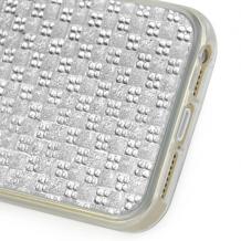 Силиконов калъф / гръб / TPU за Apple iPhone 6 4.7'' - сребрист с камъни