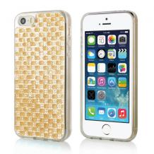 Силиконов калъф / гръб / TPU за Apple iPhone 6 4.7'' - златист с камъни