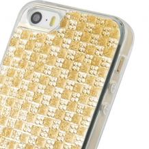 Силиконов калъф / гръб / TPU за Apple iPhone 6 4.7'' - златист с камъни