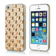 Силиконов калъф / гръб / TPU за Apple iPhone 6 4.7'' - златен с камъни