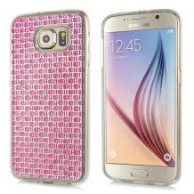 Силиконов калъф / гръб / TPU за Samsung Galaxy S6 G920 - розов с камъни
