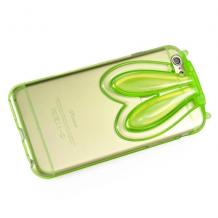 Силиконов калъф / гръб / TPU 3D Rabbit за Apple iPhone 6 4,7" - жълто / зелен