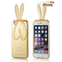 Силиконов калъф / гръб / TPU 3D Rabbit за Apple iPhone 5 / iPhone 5S - златен