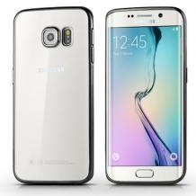 Силиконов калъф / гръб / TPU за Samsung Galaxy S6 Edge G925 - прозрачен / черен кант