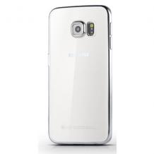 Силиконов калъф / гръб / TPU за Samsung Galaxy S6 Edge G925 - прозрачен / сребрист кант