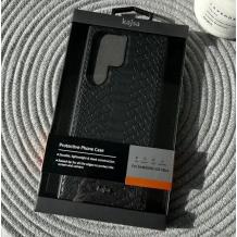 Луксозен кожен гръб Kajsa за Samsung S23 Ultra - кроко черен
