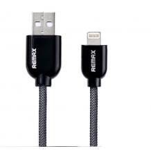 USB кабел REMAX за Apple iPhone 5 / iPhone 5S / iPhone 6 / iPhone 6 plus / iPod Touch 5 / iPhone 5C / iPod Nano 7 - черен / кръгъл