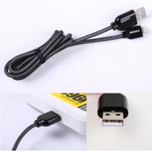 USB кабел REMAX за Apple iPhone 5 / iPhone 5S / iPhone 6 / iPhone 6 plus / iPod Touch 5 / iPhone 5C / iPod Nano 7 - черен / кръгъл