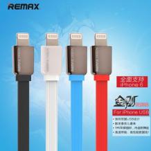 USB кабел REMAX за Apple iPhone 5 / iPhone 5S / iPhone 6 / iPhone 6 plus / iPod Touch 5 / iPhone 5C / iPod Nano 7 - черен / плосък
