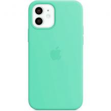 Оригинален гръб Silicone Cover за Apple iPhone 12 Mini 5.4" - мента / лого