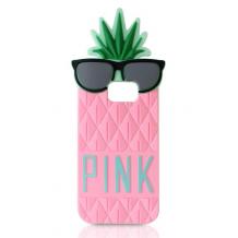 Силиконов калъф / гръб / TPU 3D за Samsung Galaxy S6 G920 - pineapple / розов ананас