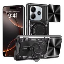 Удароустойчив гръб TPU кейс Slide Camera Case Magnetic Finger Ring Car Holder за Xiaomi Redmi Note 14 5G - черен