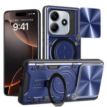 Удароустойчив гръб TPU кейс Slide Camera Case Magnetic Finger Ring Car Holder за Xiaomi Redmi Note 14 5G - син