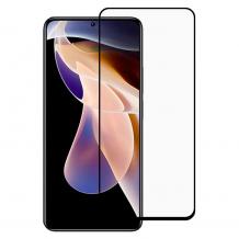 5D full cover Tempered glass Full Glue screen protector Xiaomi Redmi Note 11 5G / Извит стъклен скрийн протектор с лепило от вътрешната страна за Xiaomi Redmi Note 11 5G - черен