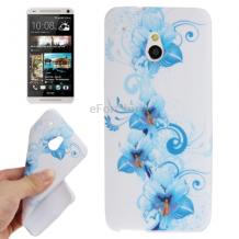 Силиконов калъф / гръб / TPU за HTC One Mini M4 - Blue Flowers