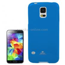 Луксозен силиконов гръб / калъф / TPU за Samsung Galaxy S5 G900 - JELLY CASE Mercury / тъмно син с брокат