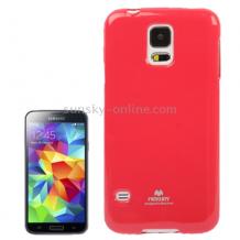 Луксозен силиконов гръб / калъф / TPU за Samsung Galaxy S5 G900 - JELLY CASE Mercury / тъмно розов с брокат