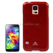 Луксозен силиконов гръб / калъф / TPU за Samsung Galaxy S5 G900 - JELLY CASE Mercury / червен с брокат