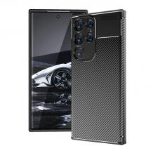 Луксозен силиконов калъф / кейс / TPU Auto Focus за Samsung Galaxy S24 Ultra - черен / Carbon