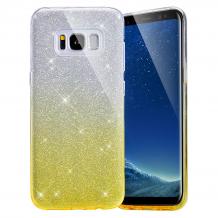 Силиконов калъф / гръб / TPU за Samsung Galaxy S8 G950 - преливащ / сребристо и златисто / брокат