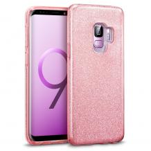 Силиконов калъф / гръб / TPU за Samsung Galaxy S9 G960 - розов / брокат