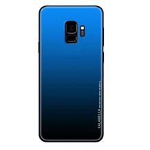 Луксозен стъклен твърд гръб за Samsung Galaxy S9 G960 - преливащ / синьо и черно