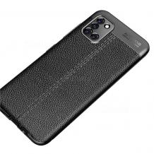 Луксозен силиконов калъф / гръб / TPU Auto Focus за Samsung Galaxy A31 - черен / имитиращ кожа