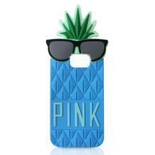 Силиконов калъф / гръб / TPU 3D за Samsung Galaxy S6 G920 - pineapple / син ананас