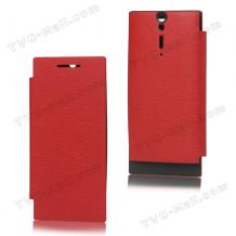 Ултра тънък кожен калъф Flip тефтер за Sony Xperia S Lt26i - червен