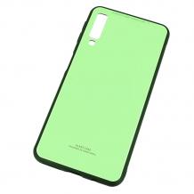  Луксозен стъклен твърд гръб за Samsung Galaxy A7 2018 A750F - светло зелен