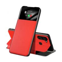 Луксозен кожен калъф Smart View Cover за Samsung Galaxy A03 - червен