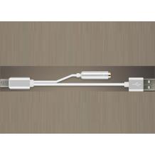 Short Type-C USB Charging Cable and 3.5mm Jack AUX Headphone Audio Adapter - сребрист