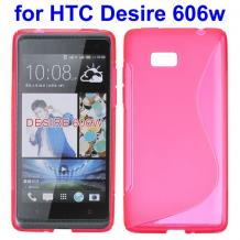 Силиконов калъф / гръб / TPU S-Line за HTC Desire 600 / 606W - розов / прозрачен