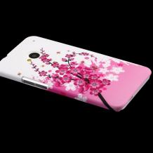 Заден предпазен твърд гръб / капак / за HTC One M7 - Peach Blossom